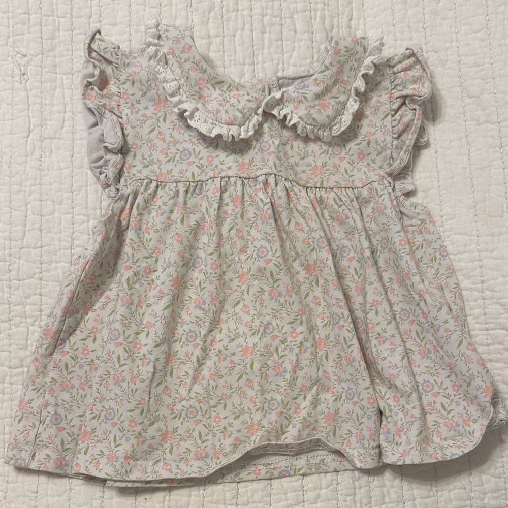 Toddler Floral Ruffle Collar Top - Pink & Cream